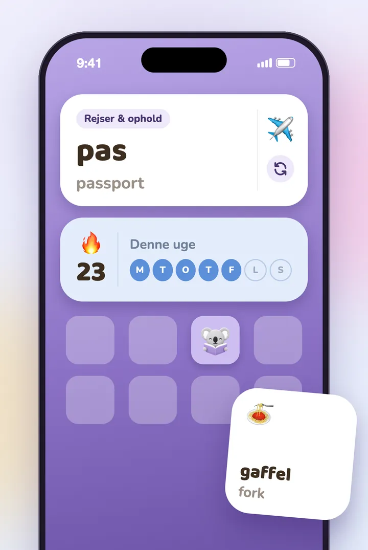 KoKo-widgets på hjemmeskærmen