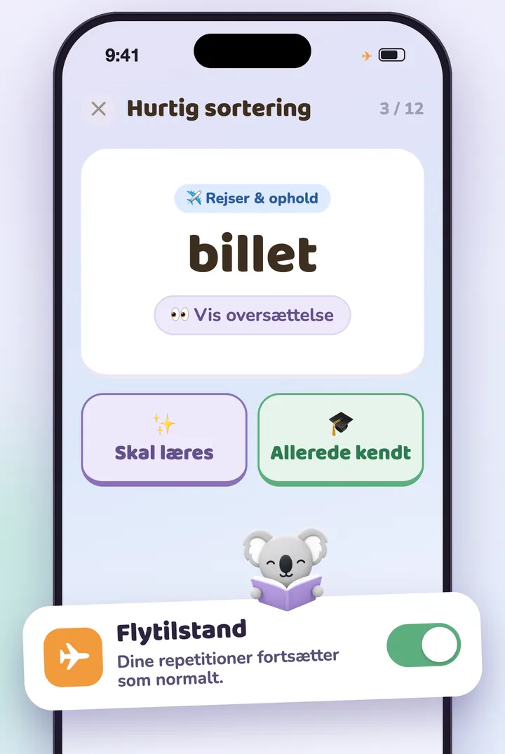 Hurtig sortering af ord i flytilstand
