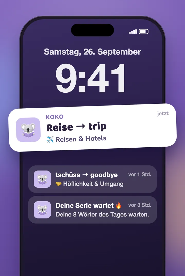 KoKo-Mitteilungen auf dem Sperrbildschirm