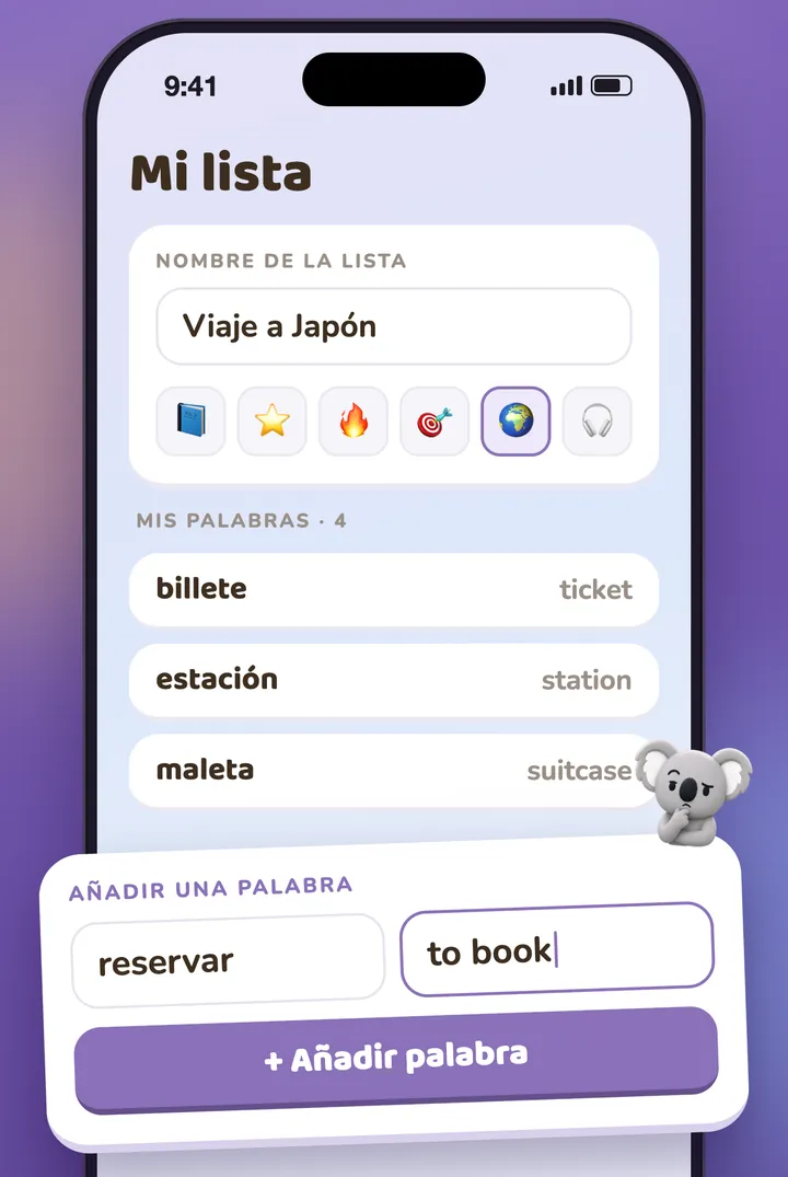 Una lista personal que se va llenando, palabra a palabra