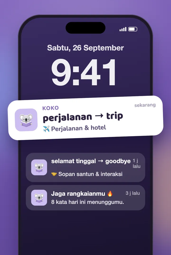 Notifikasi KoKo di layar kunci