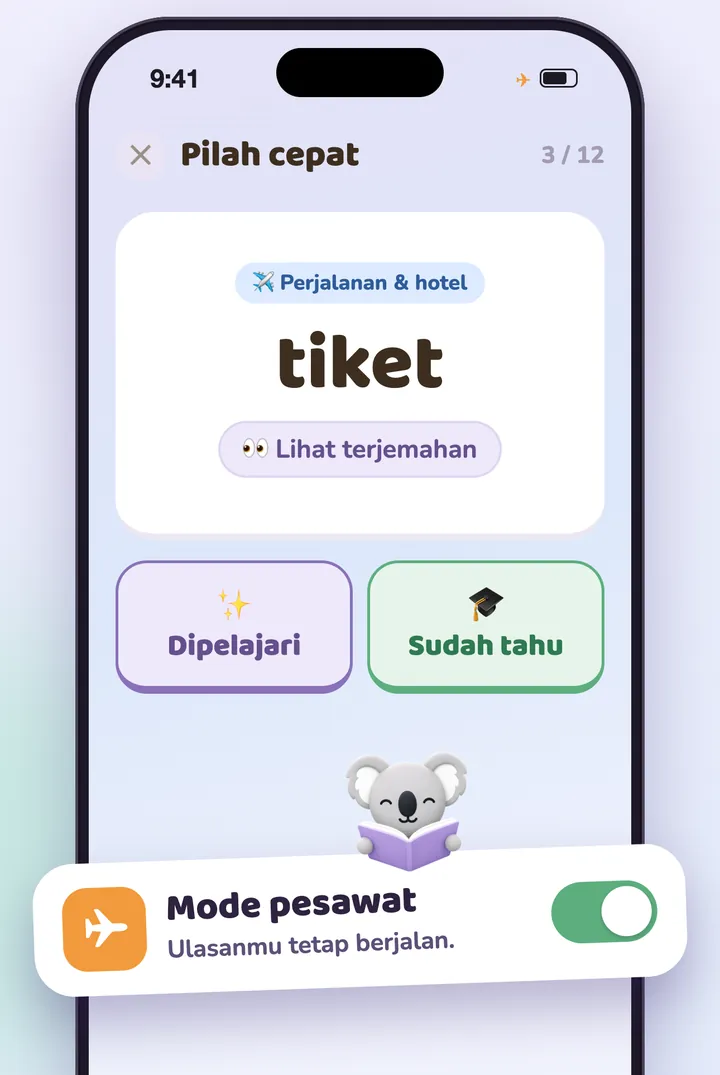Memilah kata dengan cepat, dalam mode pesawat