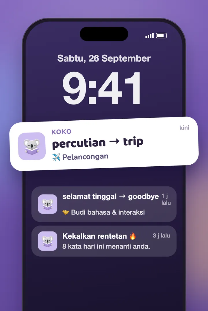 Pemberitahuan KoKo pada skrin kunci