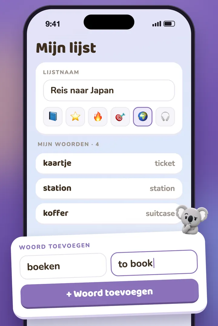 Een eigen lijst die woord voor woord wordt ingevuld