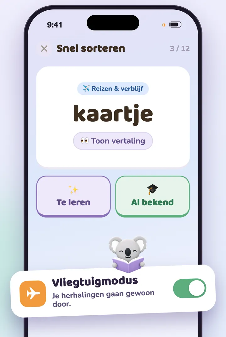 Snel woorden sorteren, in vliegtuigmodus