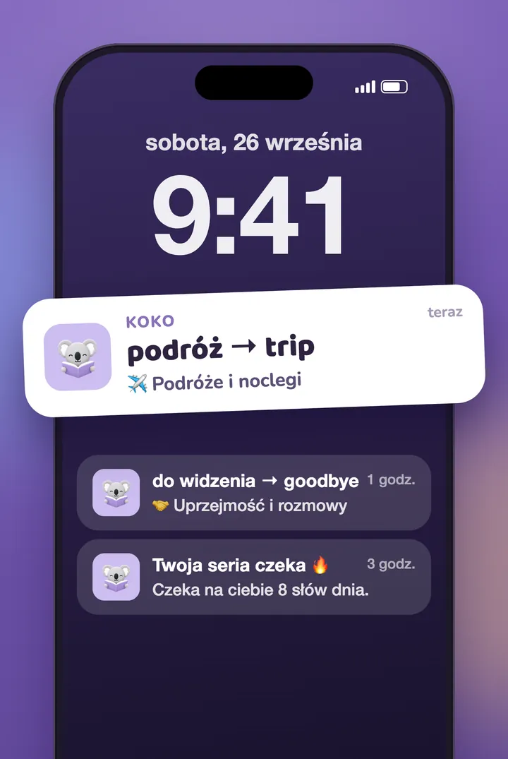 Powiadomienia KoKo na ekranie blokady