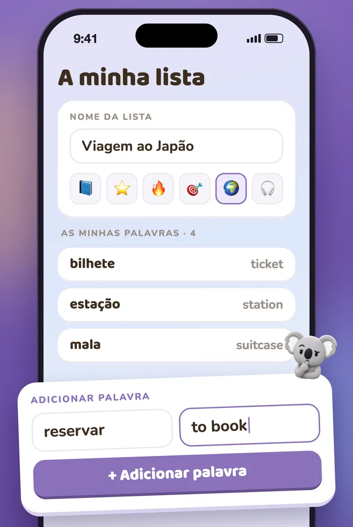 Uma lista pessoal a ser preenchida, palavra a palavra