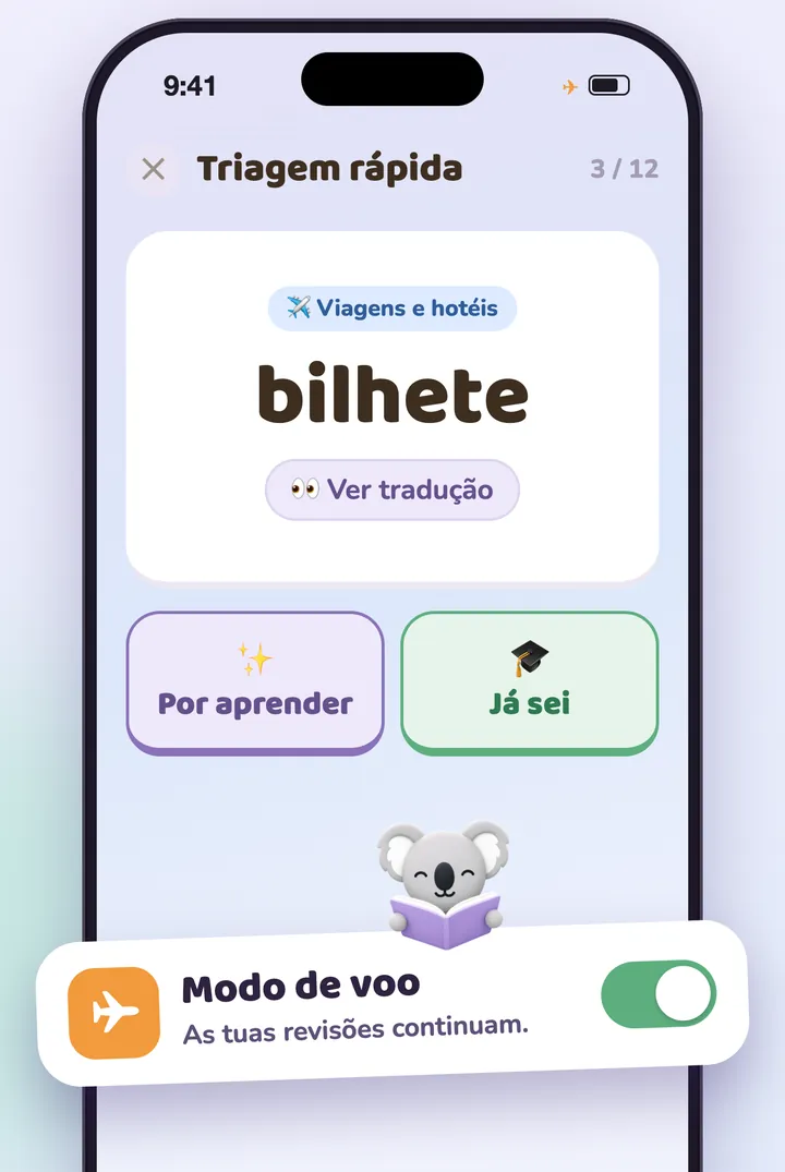 Uma triagem rápida de palavras, em modo de voo