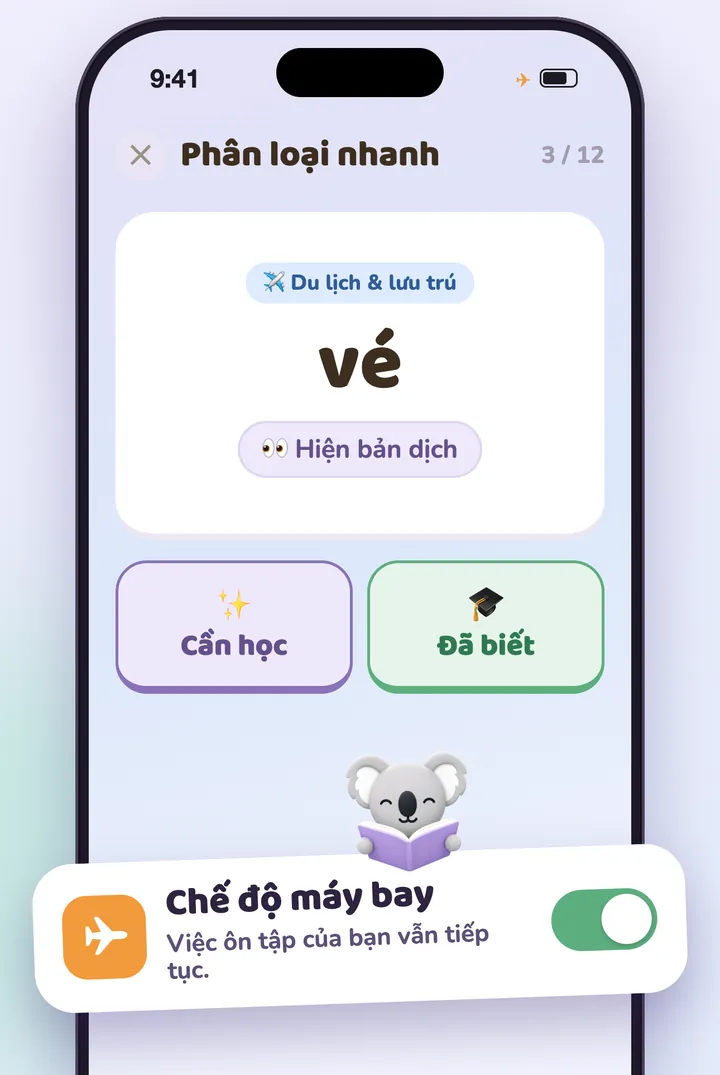 Phân loại từ nhanh khi bật chế độ máy bay